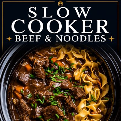 Slow Cooker Beef and Noodles made with tender beef, rich gravy, and egg noodles cooked in a crockpot.